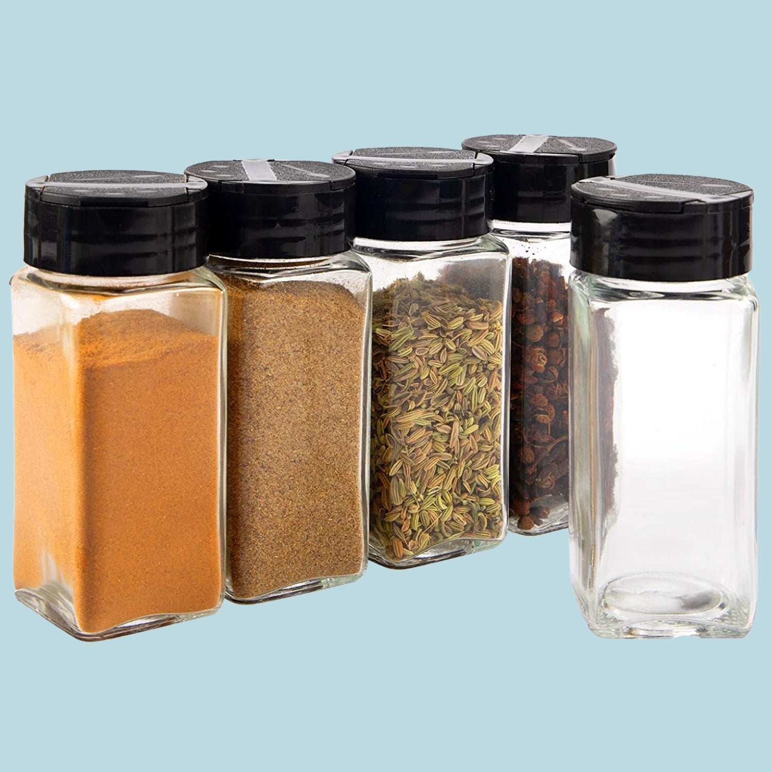 Glass Spice Jar with Black Sifter Two Sided Sifter Cap,120ml Masala jar Spice Container for Salt & Pepper 1 Pieces