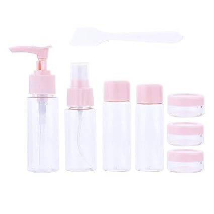 7 PCS COSMETICS BOTTLE for Travel Refillable Small Mini Empty Plastic Pump/Spray/Squeeze Bottles for Cosmetic