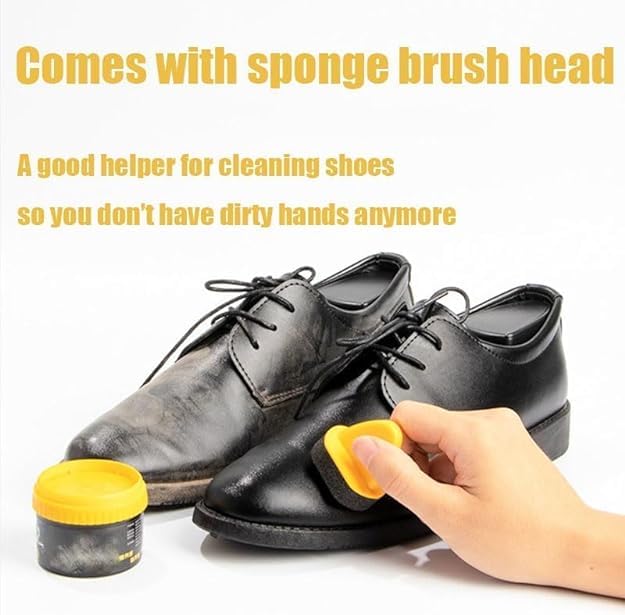 Leather Repair Liquid Shoe Shine, Natural Cream Leather Shoe Polish, Protects Leather from Scuffs and Scratches, Shoe Care Shoe Cream with Sponge Applicator (Black)