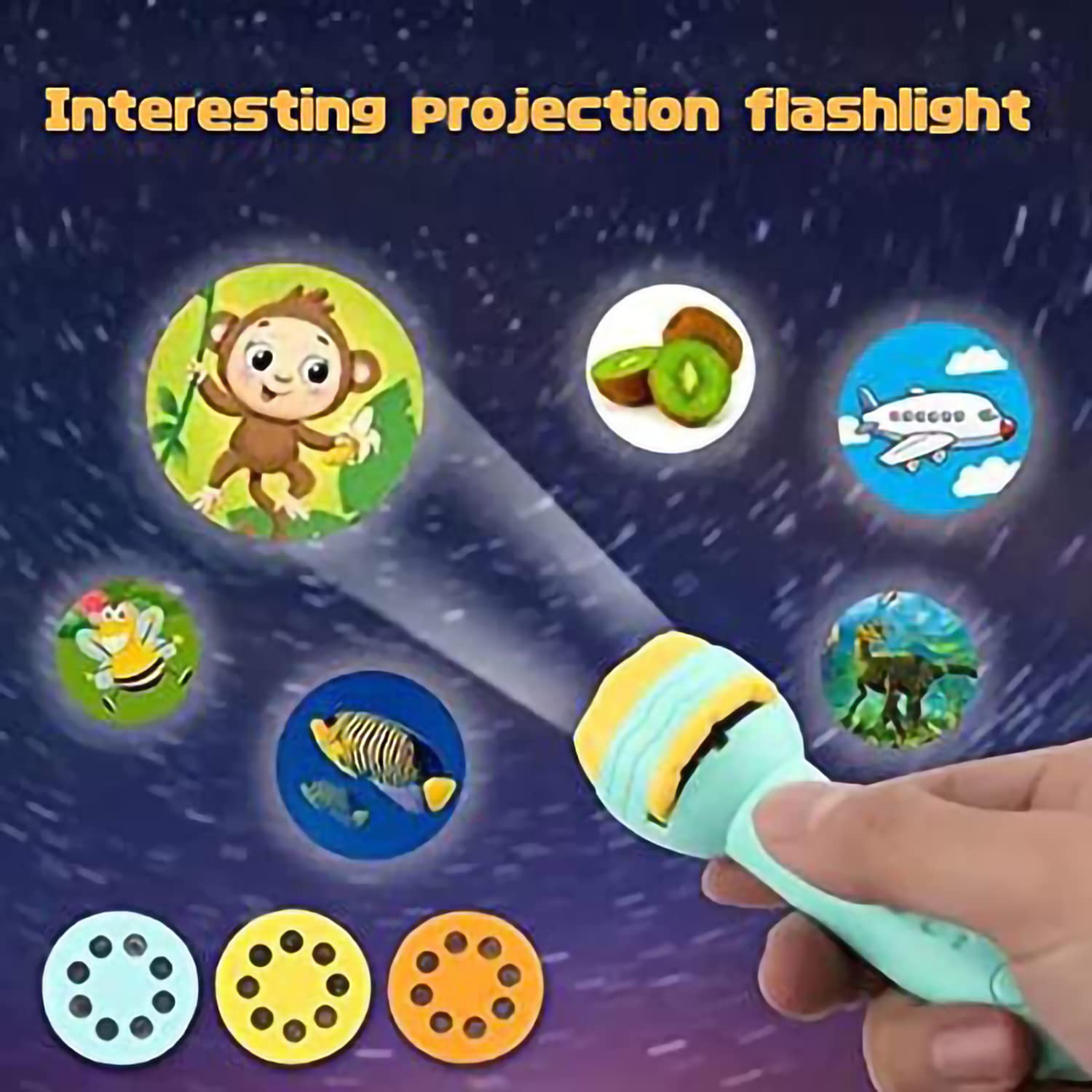 Projector Flashlight Torch, Kids Projection Light Toy Education Learning Night Light Before Going to Bed Best Gift for Kids 5+ Years boy or Girl Learning and Playing