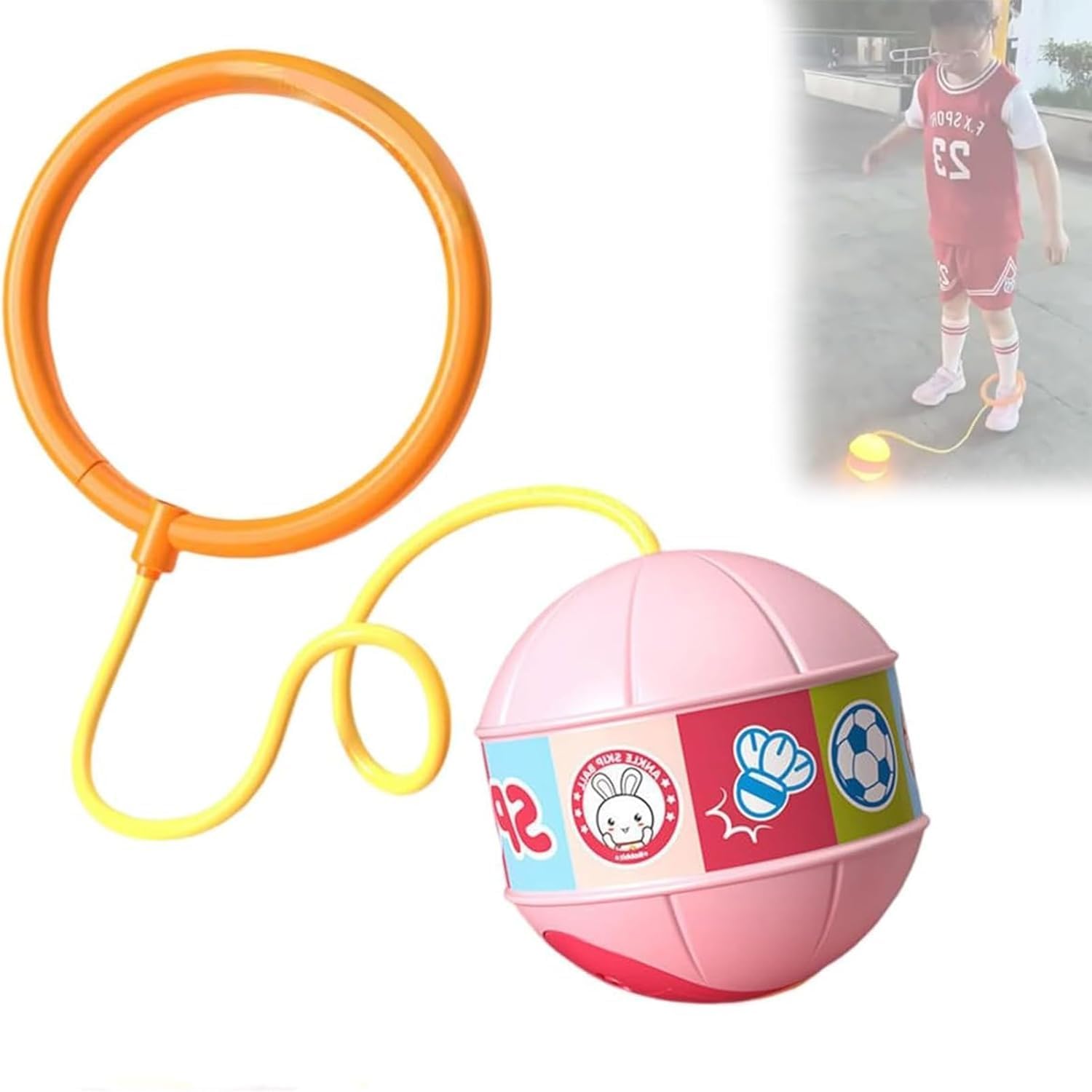 Glowing Bouncing Ball for Kids with Jump Rope and Fitness Fat Burning Jump Rope Exercise Skipping Toy for Kids and Flashing Jumping Ring Ball Pack of 1