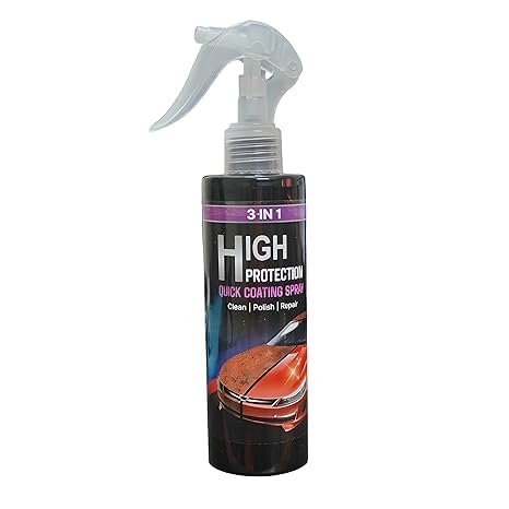 3 in 1 High Protection Car Quick Coating Spray, Car Rapid Ceramic Paint Coating, Nano Polishing Spray, Plastic Parts Refurbisher, Fine Scratch Repair, Extremely Hydrophobic, 200ml, Pack of 1