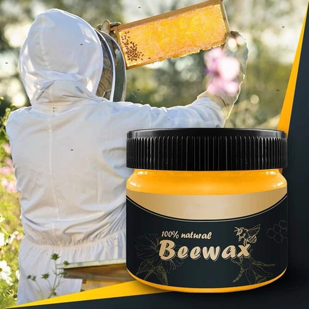 Premium Wood Seasoning Beewax, Traditional Beeswax Polish for Wood and Furniture, Natural beeswax Wood Cleaner and Polishing With Included Sponge for Furniture, Floor, Tables, Cabinets