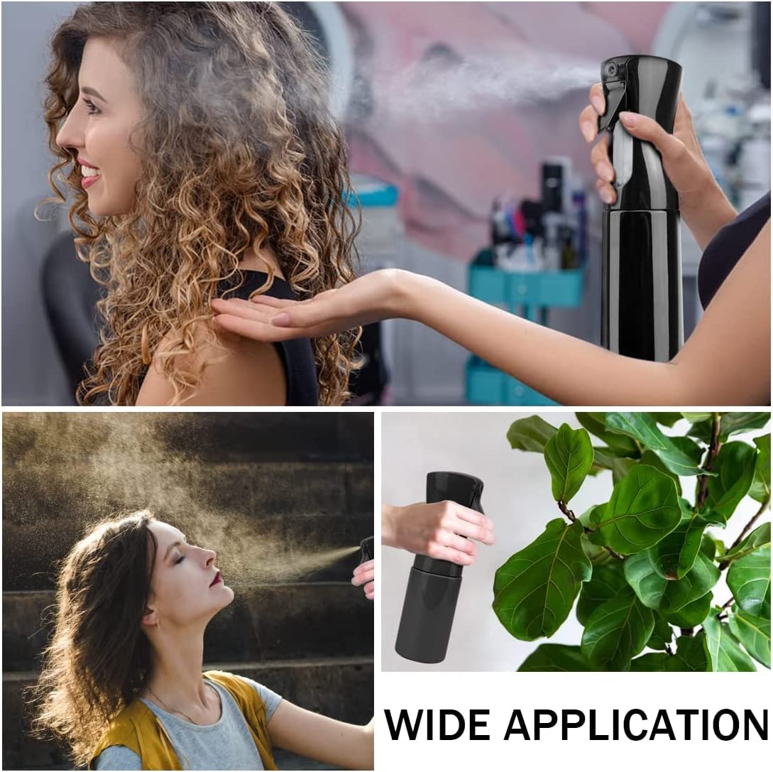 Refillable Empty Mist Water Spray Bottle for Taming Hair in Morning, Hairstyling, Plants, Pets (Black, 300ml)