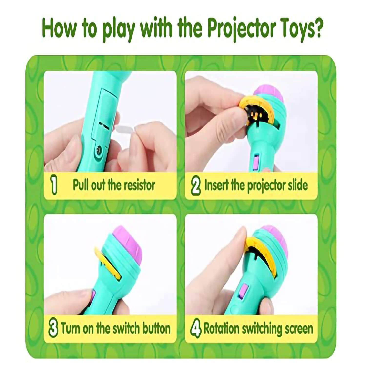 Projector Flashlight Torch, Kids Projection Light Toy Education Learning Night Light Before Going to Bed Best Gift for Kids 5+ Years boy or Girl Learning and Playing