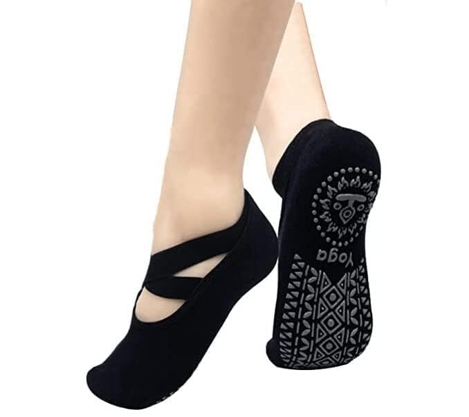 Women's Anti Bacterial Anti-Skid Yoga/Pilates/Dance/Ballet Made with Bamboo Cotton Walking & Bikram Fitness Socks with Grips. Set of 1