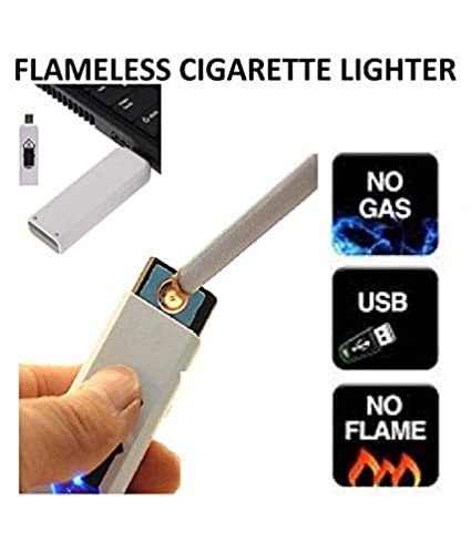 USB Lighter Electronic USB Windproof Rechargeable Cigarette Lighter (Black/White)