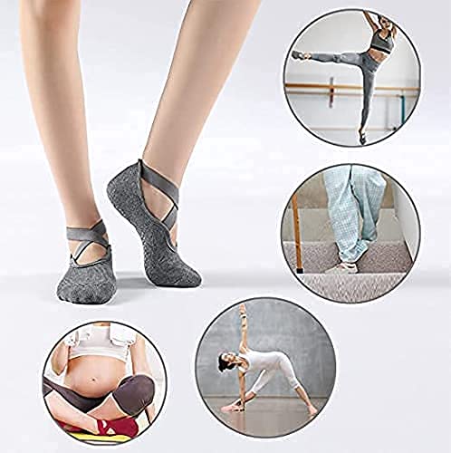 Women's Anti Bacterial Anti-Skid Yoga/Pilates/Dance/Ballet Made with Bamboo Cotton Walking & Bikram Fitness Socks with Grips. Set of 1