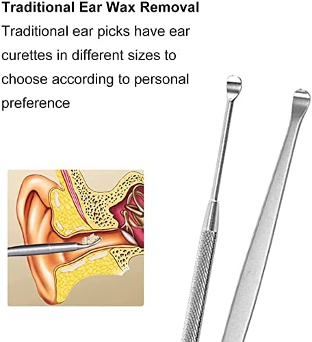 Ear Wax Cleaner Resuable Ear Cleaner Tool Set with Flashlight Storage Box Ear Wax Remover Tool Kit with Ear Curette Cleaner, Spring Ear Buds Cleaner For Kids Men Women- 6 Pcs Ear Pick