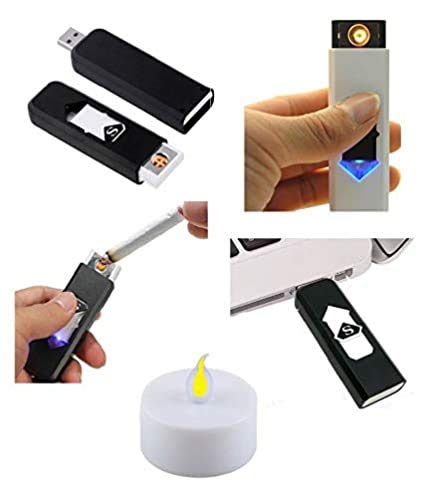 USB Lighter Electronic USB Windproof Rechargeable Cigarette Lighter (Black/White)