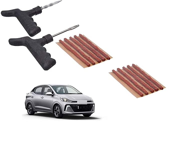 Tubeless Tire Tyre Puncture Kit with 10 Rubber Strips Repair Tool Kit for All Cars Bikes