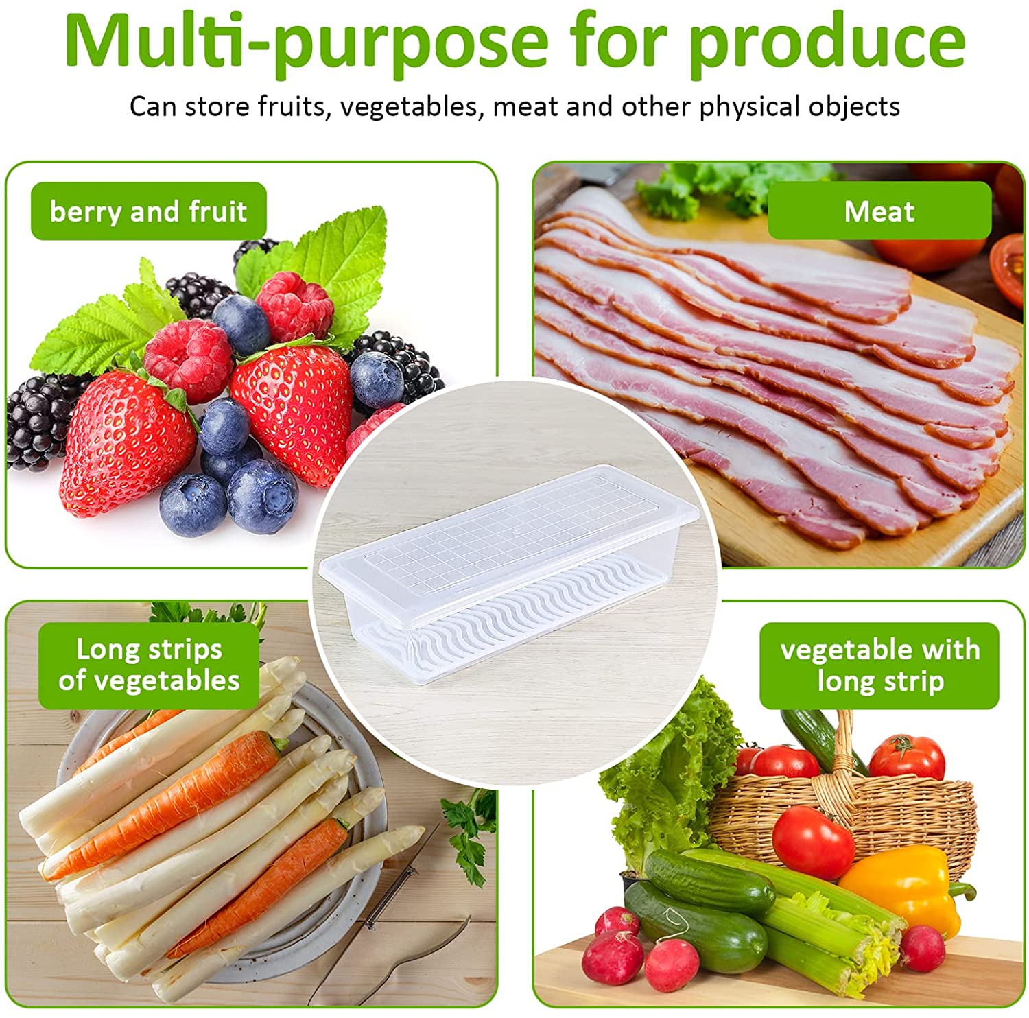 Fridge Storage Containers 1500ml Plastic Storage Container for Kitchen With Lid Transparent Containers for Kitchen Storage