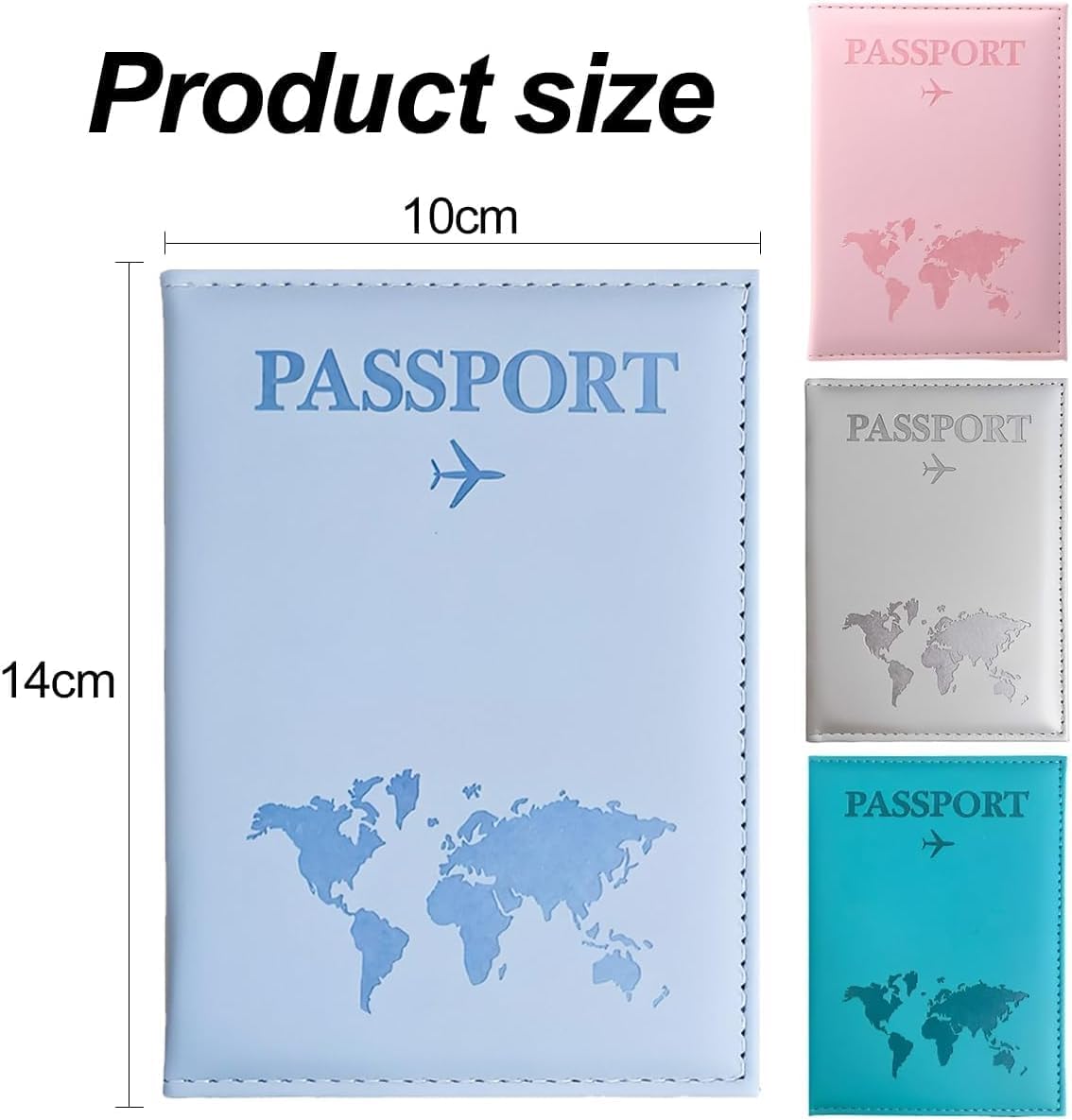 Premium Passport Holder for Men and Women Map Design PU Leathert Cover Credit/Debit Card Boarding Pass Slots, RFID Protected Travel Accessories((Black)