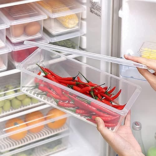 Fridge Storage Boxes, Fridge Organizer with Removable Drain Plate Fridge Storage Containers Keeps Fruits, Vegetables, Meat, Fish Fresh Longer 1500 ML Container Box- 1 pcs