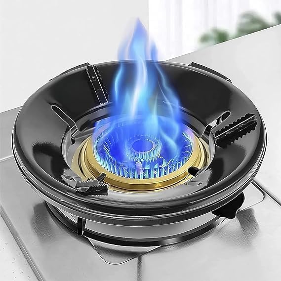 Gas Stove (Black) Burner Stand/Gas Saver Jali Ring,Fire & Windproof Energy Saving,Gas Chula Support Stand/4 Legs Supported for Indian Gas/0.7mm Thickness Heavy Material