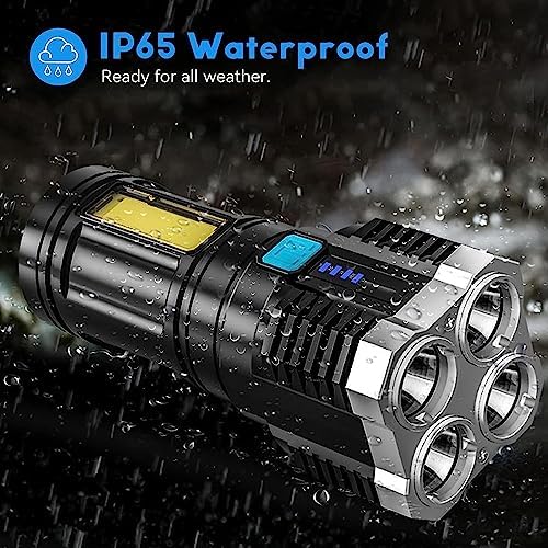 Rechargeable Flashlight,Super Bright LED Flashlight Waterproof Handheld Flashlight with 4 Modes for Camping Emergency 4-Core Illuminating The Darkness with Unparalleled Brilliance(Pack of 1)