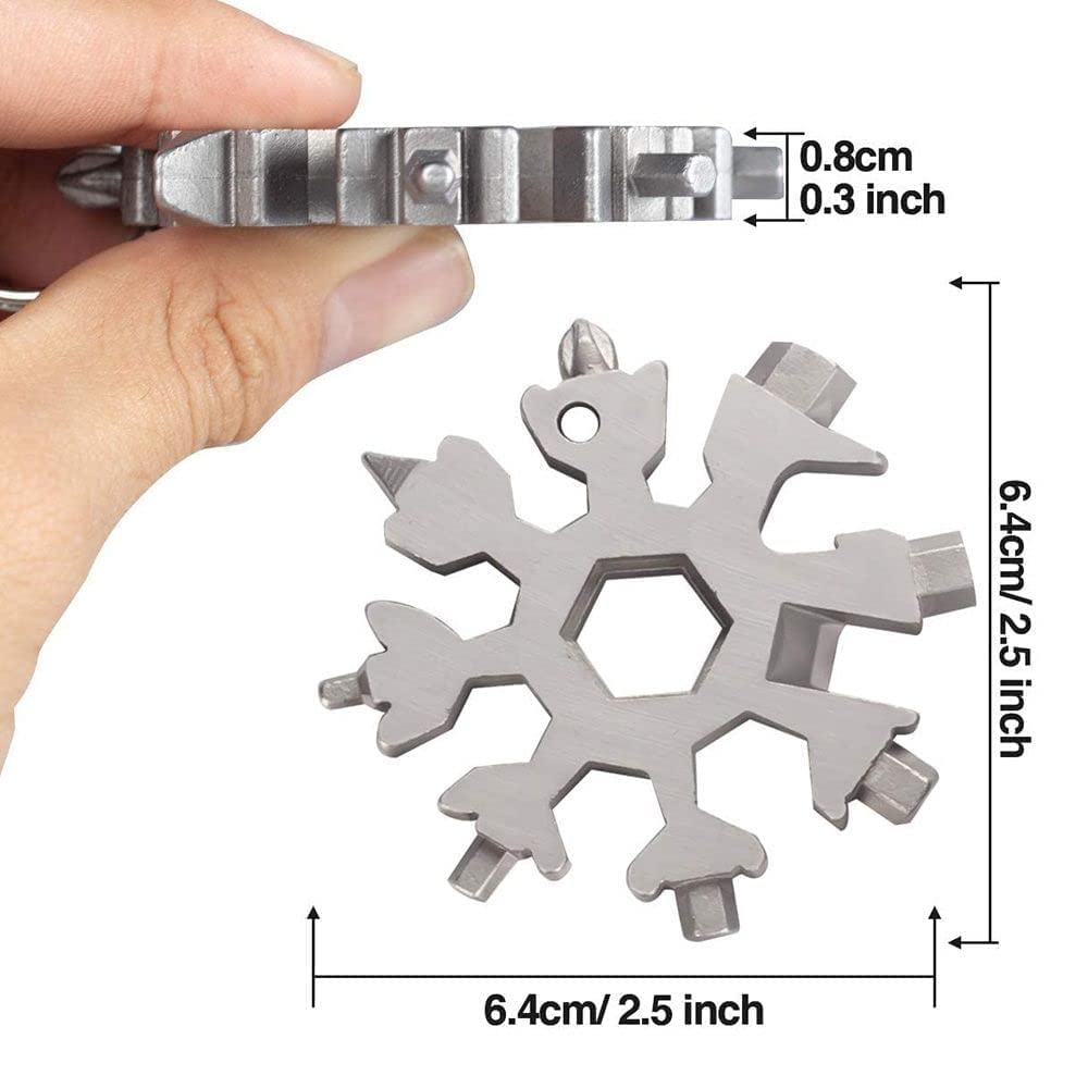 18 in 1 Stainless Steel Snowflake Multi Tool, Durable and Portable, Essential Key Chain, Pocket Bottle Opener, Pocket Wrench