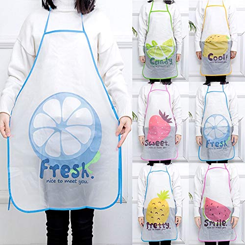 Fruit Printed Aprons for Adults random prints.Waterproof Full Size Unisex Kitchen Checkered Apron and Adjustable Neck Strap