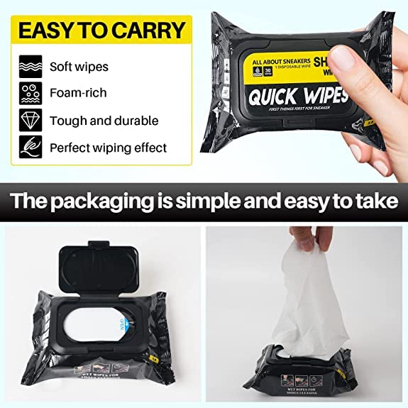 Natural Sneaker & Shoe Cleaner Wipes - 1 Packs of 80 - Portable Sneakers Cleaner Shoe Wipes Quickly Remove Dirt & Stains - These Disposable Shoe Cleaning Wipes Can Be Used On Footwear