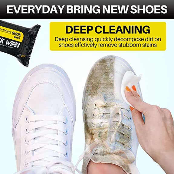 Natural Sneaker & Shoe Cleaner Wipes - 1 Packs of 80 - Portable Sneakers Cleaner Shoe Wipes Quickly Remove Dirt & Stains - These Disposable Shoe Cleaning Wipes Can Be Used On Footwear