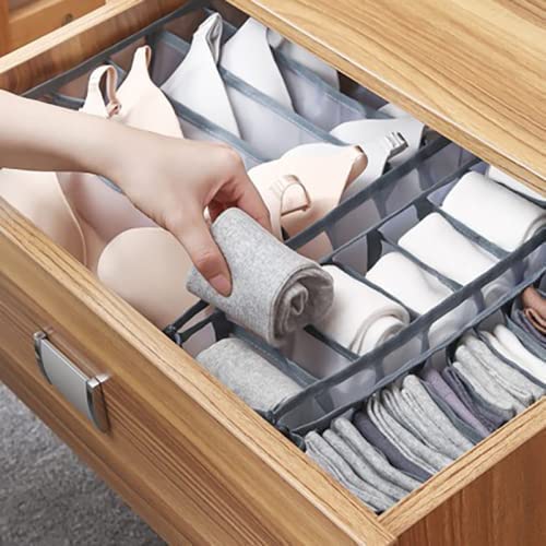 Wardrobe Clothes Organizer, 7 Grid Jeans Compartment Storage Box Foldable Closet Drawer Organizer Mesh Undewear Separation Box for for T-shirt,Legging,Skirts,Jeans,Kid Clothes