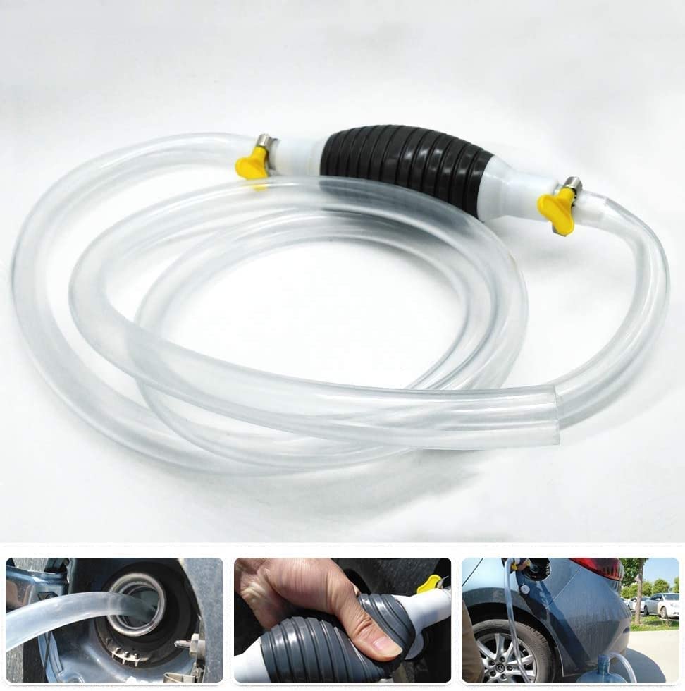 Newest High Flow Siphon Hand Pump Portable Manual Car Fuel Transfer Pump For Gas Gasoline Petrol Diesel Oil Liquid Water Fish Tank With 2M Syphon Hose