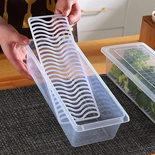 Fridge Storage Boxes, Fridge Organizer with Removable Drain Plate Fridge Storage Containers Keeps Fruits, Vegetables, Meat, Fish Fresh Longer 1500 ML Container Box- 1 pcs