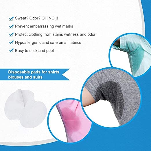 Sweat Pads For Underarms Disposable Highly Absorbent Sweat Pads Cotton Anti Allergic, Anti Bacteria, Anti Smell Disposable Underarm Perspiration Pad for Men and Women, Pack of 10 Pcs