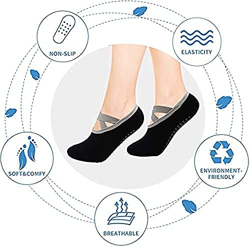 Women's Anti Bacterial Anti-Skid Yoga/Pilates/Dance/Ballet Made with Bamboo Cotton Walking & Bikram Fitness Socks with Grips. Set of 1