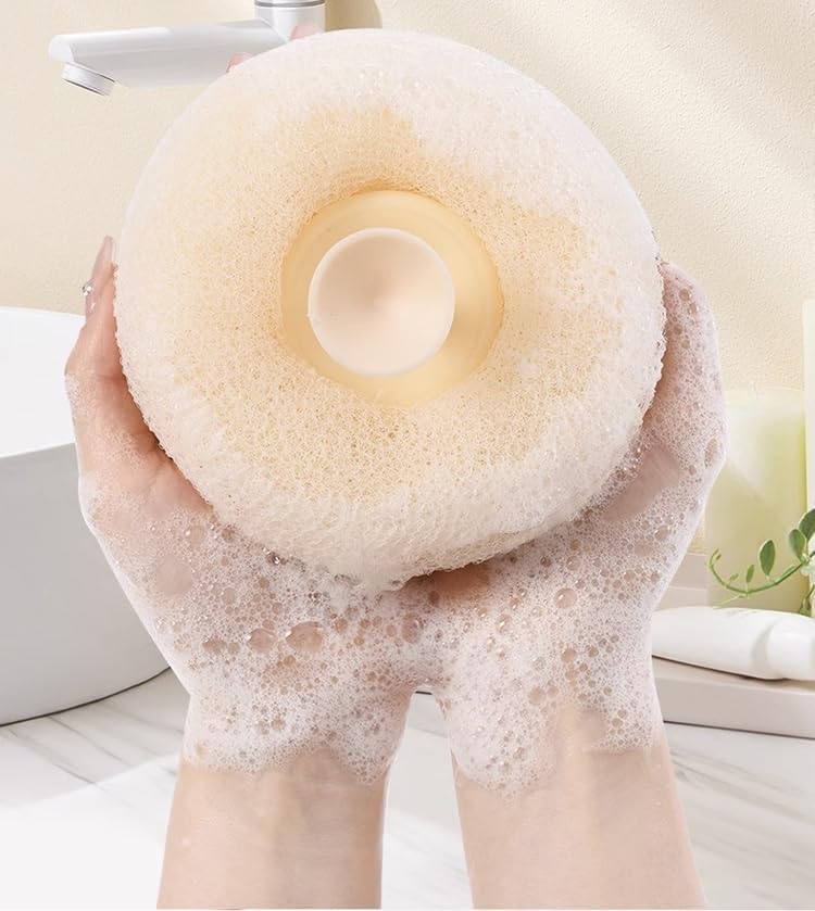 Exfoliating Bath Sponge Cleaning Brush with Suction Cup Super Soft Sponge Scrubber Multicolor (1pcs)