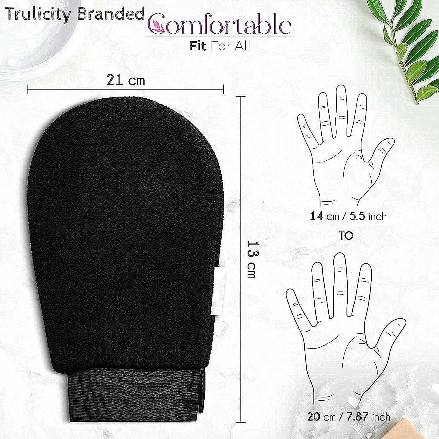 Dead Skin Gloves for Dead Skin Bath Scrub Glove Body Whitening Body Exfoliator Mitt (Black)