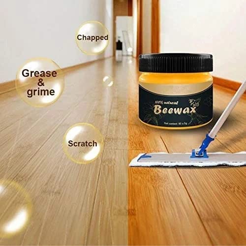 Premium Wood Seasoning Beewax, Traditional Beeswax Polish for Wood and Furniture, Natural beeswax Wood Cleaner and Polishing With Included Sponge for Furniture, Floor, Tables, Cabinets