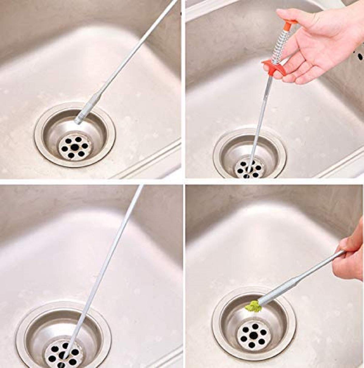 Hair Catching Drain Cleaner Wire Spring Sink Cleaning Stick,Hair Catcher for Bathroom Drain,Hair catching Drain Cleaner Wire Spring Sink Cleaning Stick (160 cm)