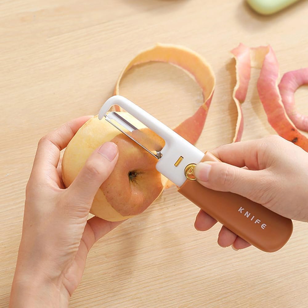 Knife Kitchen Knife Peeler Portable Knife for Fruit 2 in 1 Knife and Peeler for Kitchen Travel Knife with case Stainless Steel Bled Pack of 1