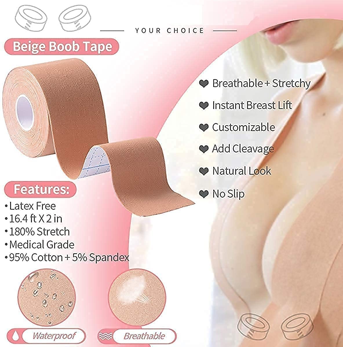 Boob Tape for Women Push Up & Lifting Breast Tape Breast Lift Bra Tape for Breast Lift Double Sided Tape (Boob Tape)