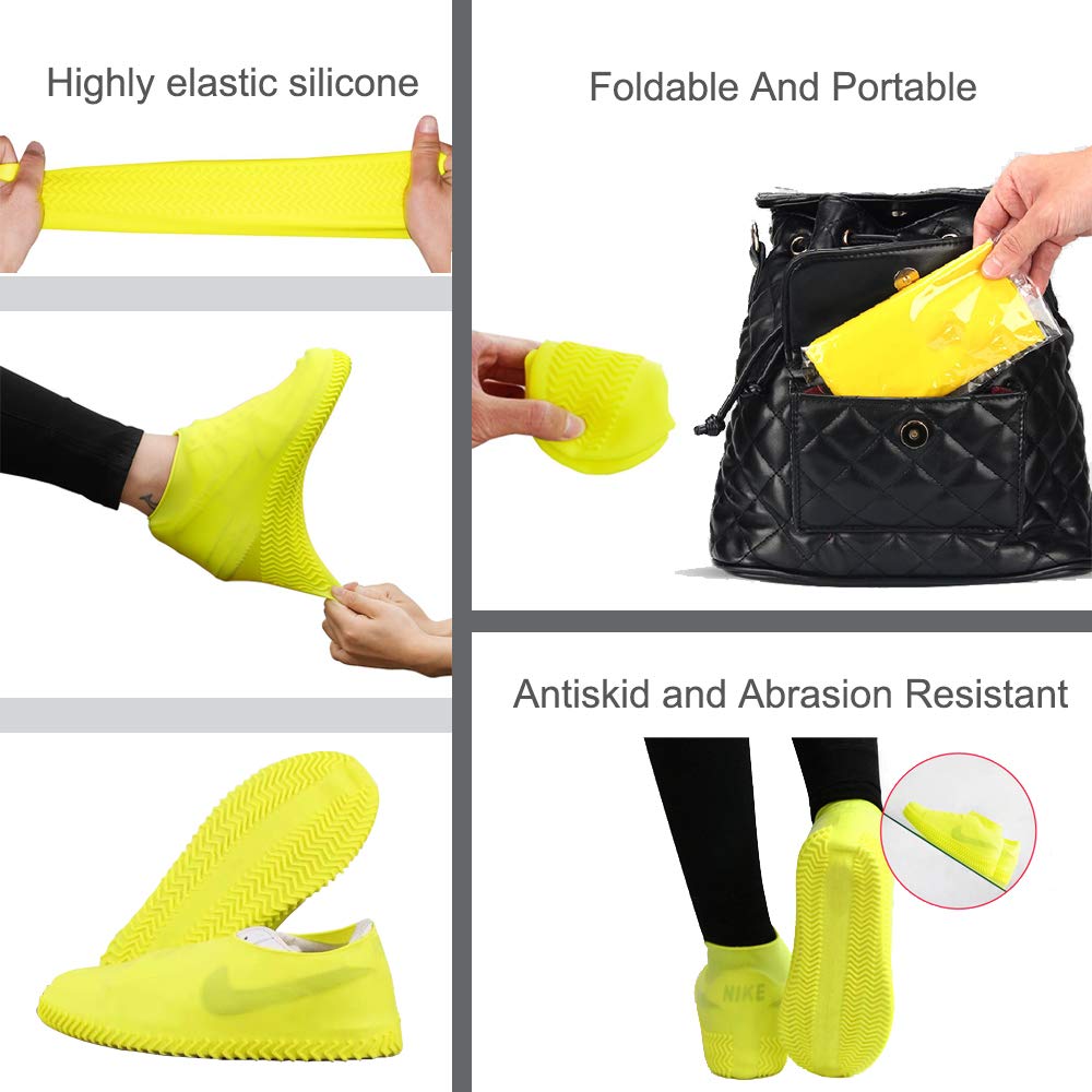 Reusable Shoe Covers, Anti-Slip Water Resistant Overshoes Silicone Rubber Shoe Cover Protectors for Kids, Men, Women