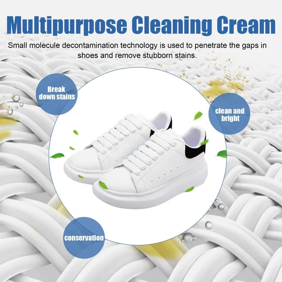 White Shoe Cleaner Cream with Sponge Instant Shoe Whitener for White Shoes No-Wash Shoe Cleaning Kit White Sneaker Cleaner White Shoe Polish Sneaker Cleaning Kit Shoe Eraser Stain Remover