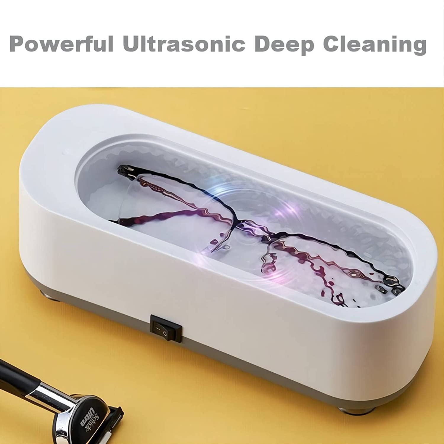 Ultrasonic Cleaner High Frequency Household Mini Portable Ultrasonic Vibration Cleaning Machine for Jewelry Eyeglasses Toothbrush Cosmetic Brush