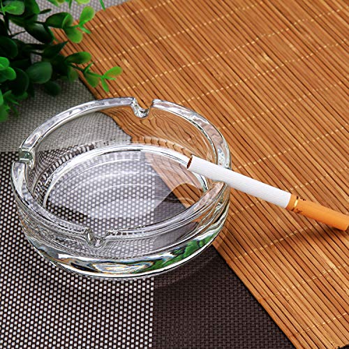 Cigarette, Cigar Smoking for Home, Car, Balcony, Crystal Clear Round Ash Tray Box Crystal Quality Glass Ash Tray (Pack of1)