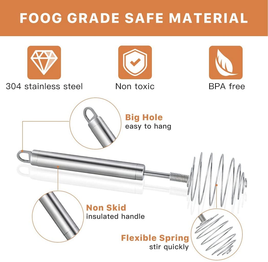 Handheld Steel Wire Egg Whisk Hand Egg Mixer Eggbeater Whisking Blender Stirring Beater Milk Cream Frother Flour Stirrer for Family Restaurant Kitchen