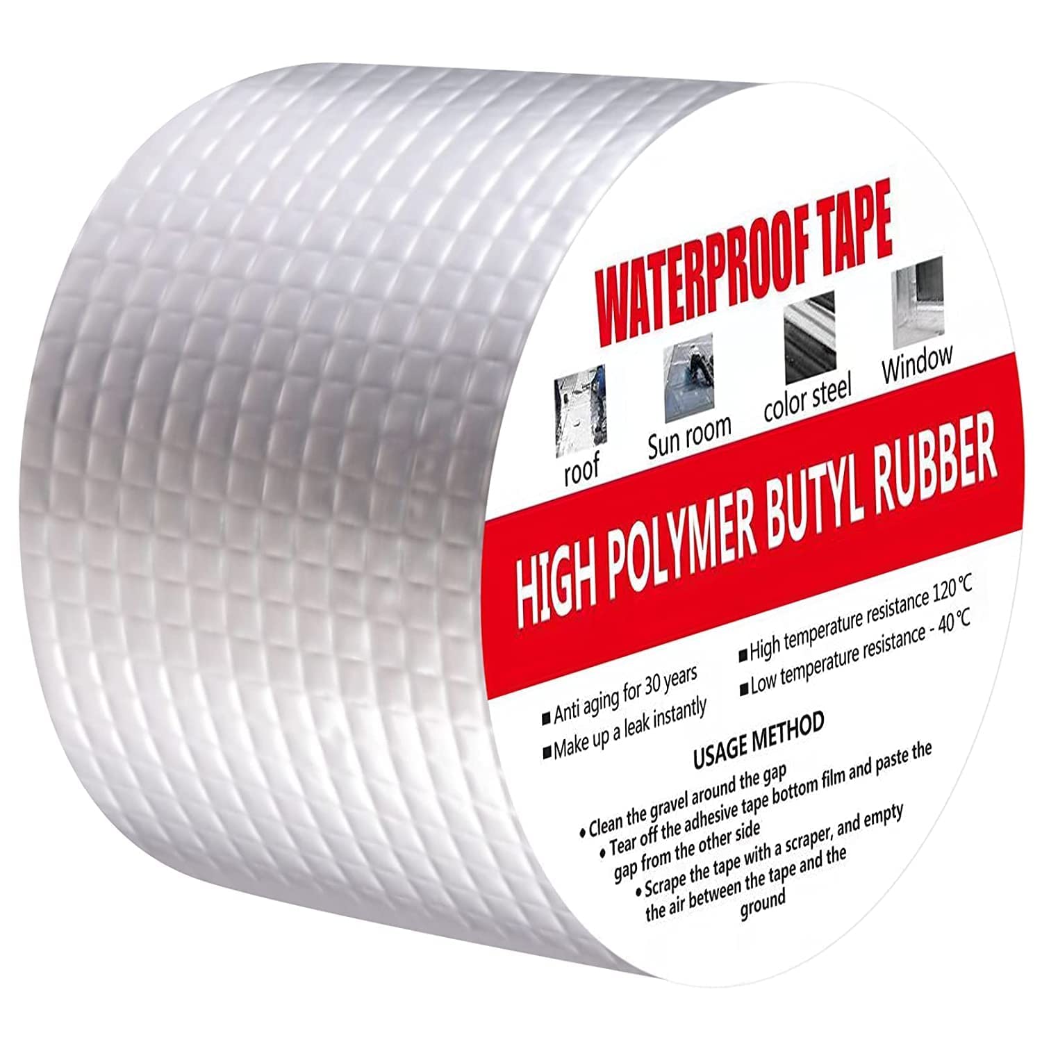 Super Strong Adhesive Waterproof Permanent Repair Aluminum Butyl Tape Rubber Foil Suitable for Roof Leak, surface Crack, Window Sill Gap, Boat Sealing, Home Renovation (5 METER), Silver