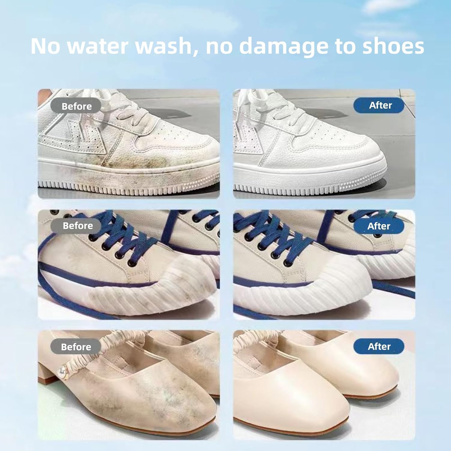 White Shoe Cleaner Cream with Sponge Instant Shoe Whitener for White Shoes No-Wash Shoe Cleaning Kit White Sneaker Cleaner White Shoe Polish Sneaker Cleaning Kit Shoe Eraser Stain Remover