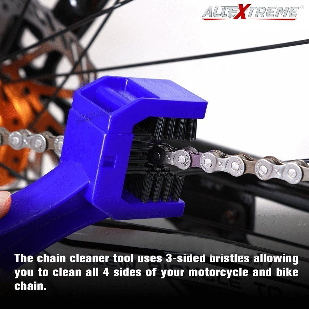 Universal Motorcycle/Cycle Chain Cleaner Brush for Bikes (Blue)