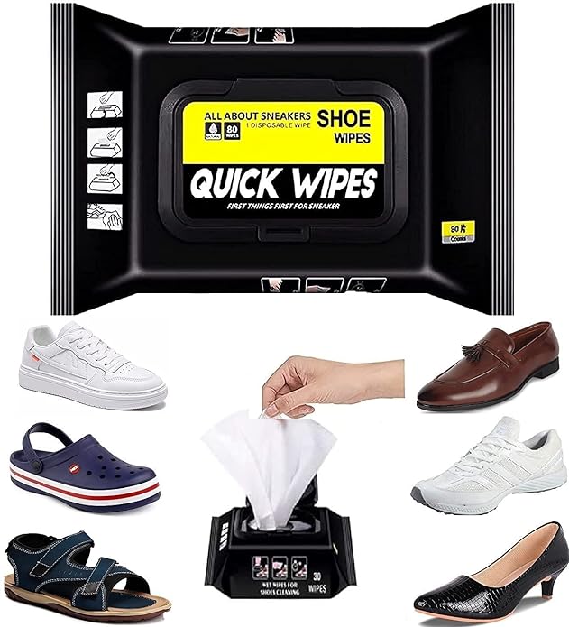 Natural Sneaker & Shoe Cleaner Wipes - 1 Packs of 80 - Portable Sneakers Cleaner Shoe Wipes Quickly Remove Dirt & Stains - These Disposable Shoe Cleaning Wipes Can Be Used On Footwear