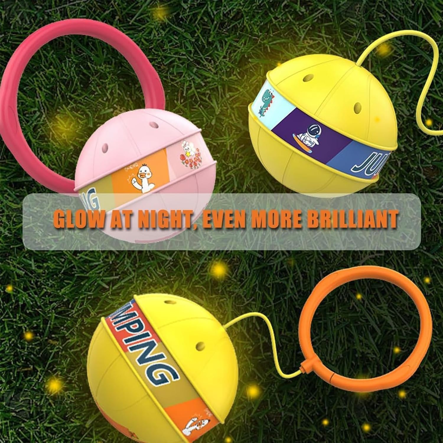 Glowing Bouncing Ball for Kids with Jump Rope and Fitness Fat Burning Jump Rope Exercise Skipping Toy for Kids and Flashing Jumping Ring Ball Pack of 1