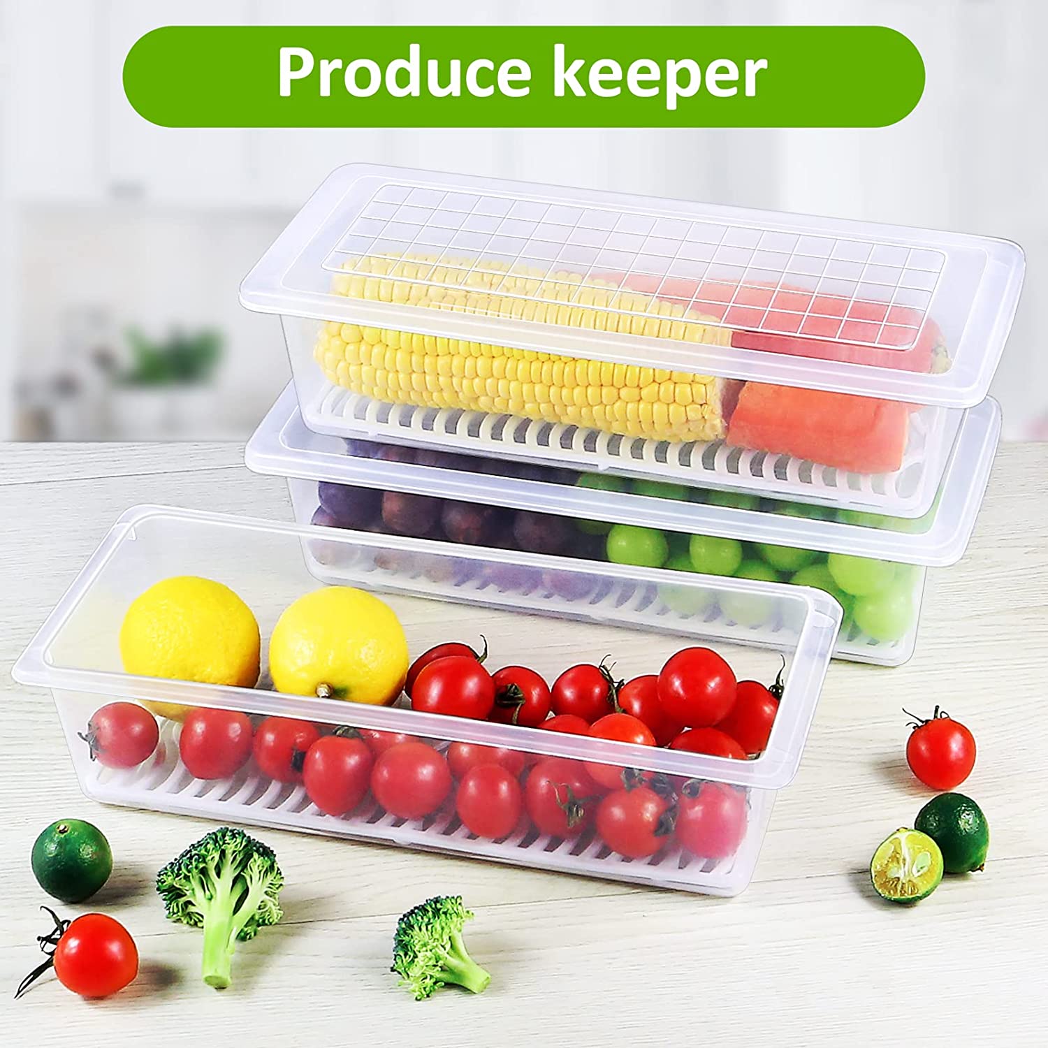 Fridge Storage Containers 1500ml Plastic Storage Container for Kitchen With Lid Transparent Containers for Kitchen Storage