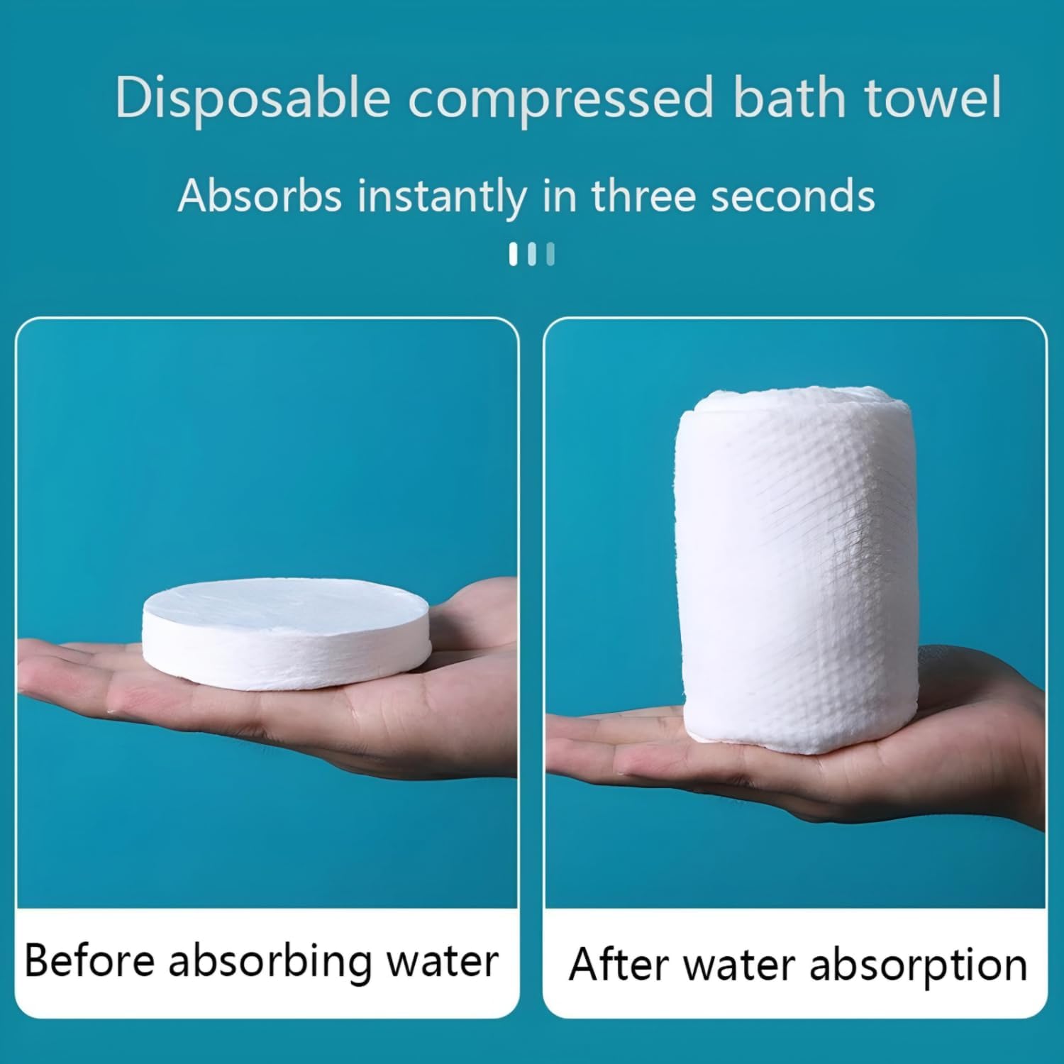 Bath Magic Towel Tablets for Travel Disposable Quick Dry Compressed Towel Large Portable Beach Bathrobe Washable Lightweight Absorbent Cotton Big Size Face Towel - 70 x 140cm