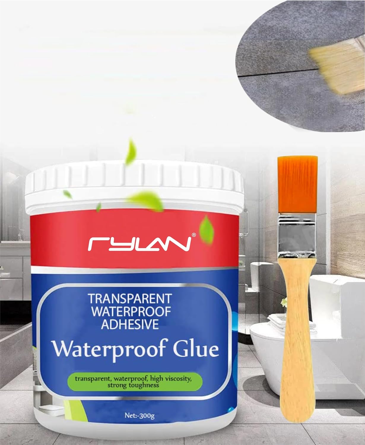 Crack Seal Glue 300gm with Brush Transparent Waterproof Glue for Roof Leakage Crack Seal Agent Roof Water Leakage Solution Water Proof Glue Transparent Glue Waterproofing for Pipe Wall Tiles