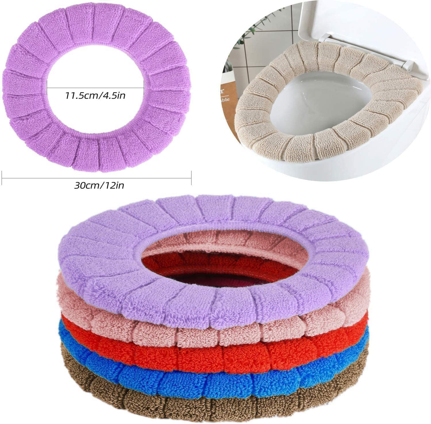 Washable Soft Warmer Toilet Seat Cover/Toilet Seat Cushion Mat/Toilet Seat Lid Cover Pads/Easy Installation & Cleaning