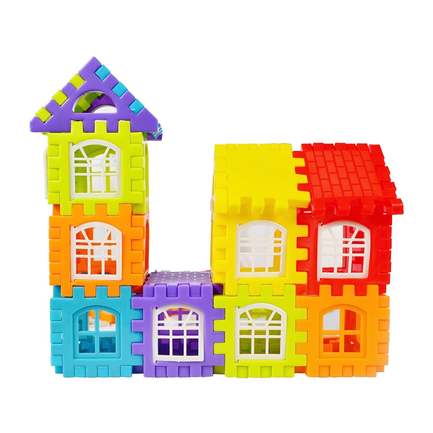 Smooth Rounded Edges Building DIY Combo, Plastic House Blocks,72 Pieces (Multicolor)